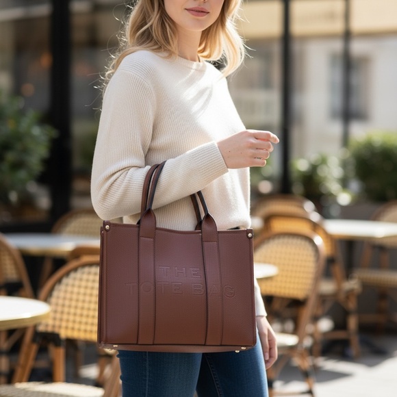 Handbags - Designer BrownTextured The Tote Bag Set